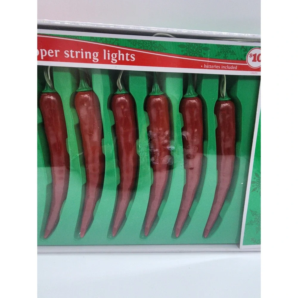 Musical Chili Pepper String Lights Red Feliz Navidad Holiday Decor Midwood Brand